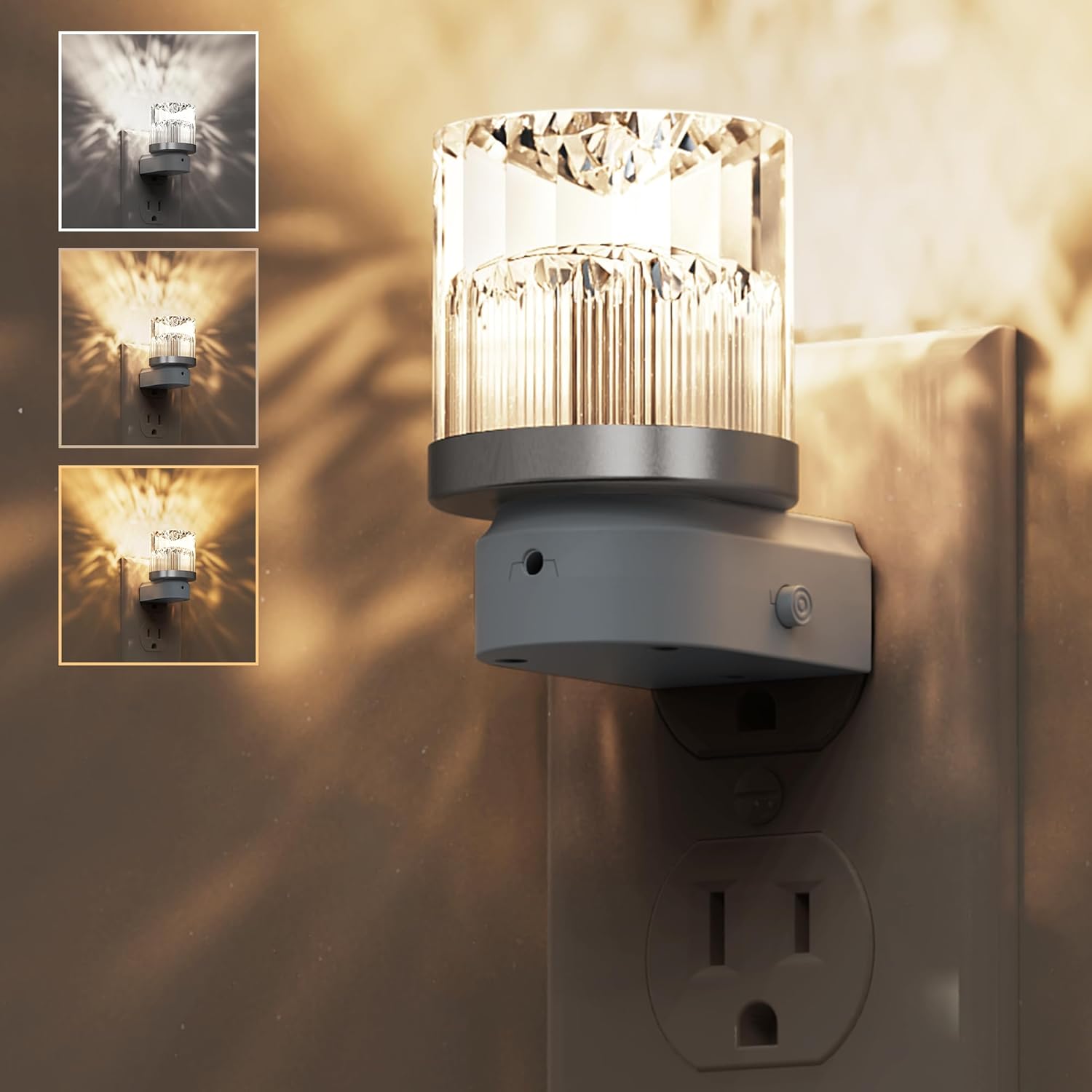 Night Light Green Tulip Glass, 1W Dimmable, S-Shape, 2-Pack, Plug-in Dusk to Dawn