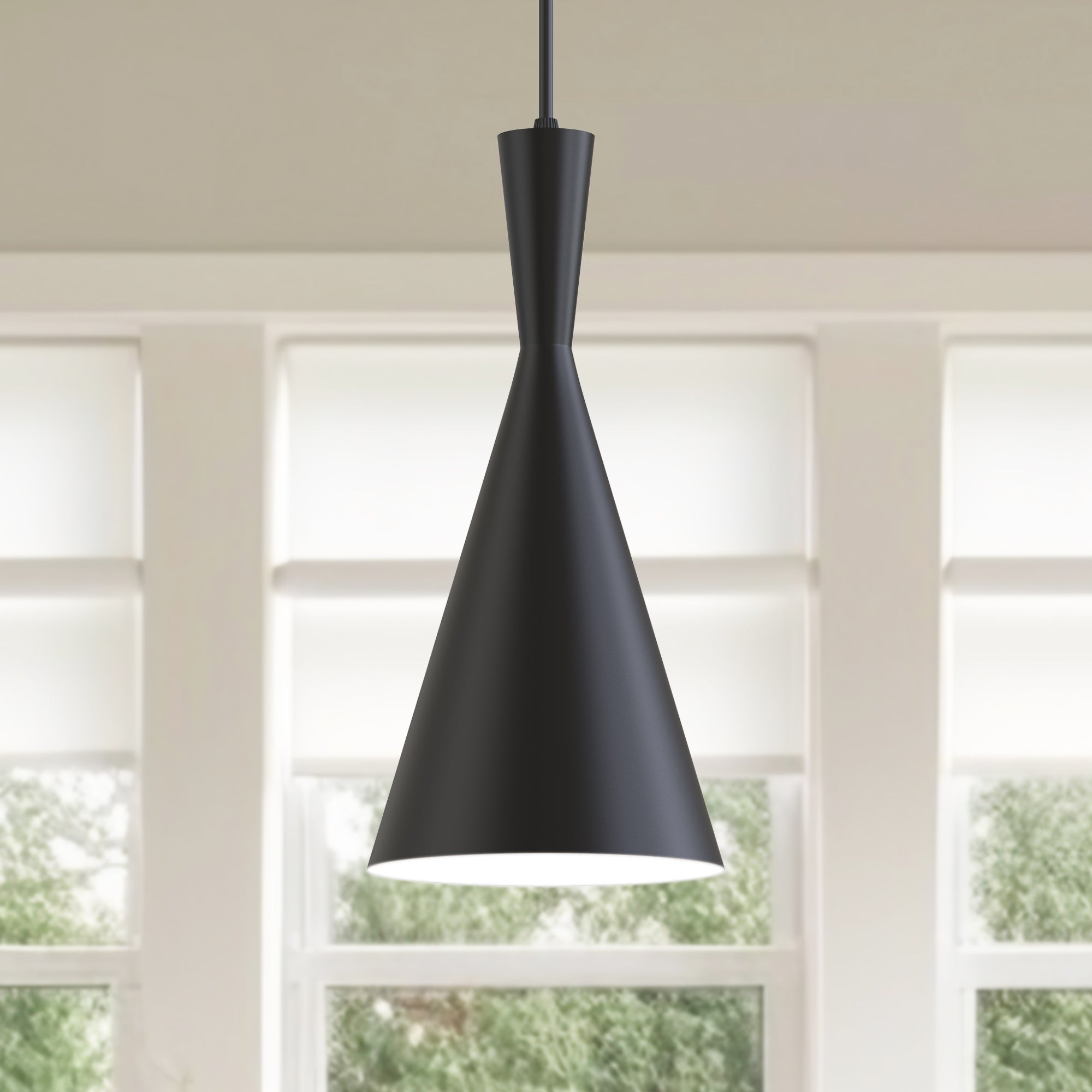 LOHAS LED Black Cone Pendant Light with Triangle Metal Shade E26 Socket Ceiling Fixture No Bulb Included