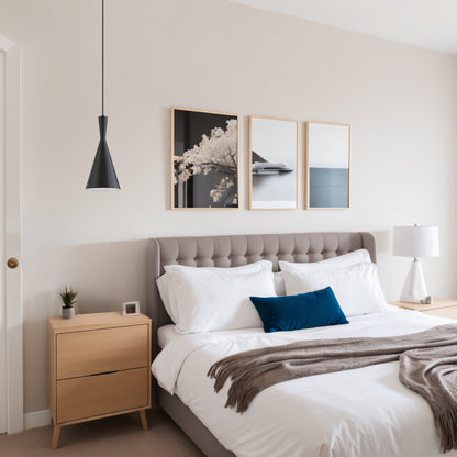 LOHAS LED Black Cone Pendant Light with Triangle Metal Shade E26 Socket Ceiling Fixture No Bulb Included