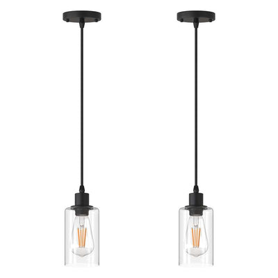 Matte Black Rustic Industrial 60-Watt 1-Light Mini Pendant Light with Metal Shade